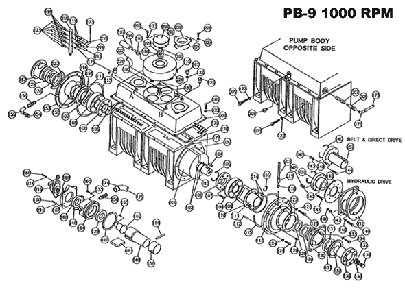 PB-9 Vacuum Pressure Pump Part Breakdown Diagram
